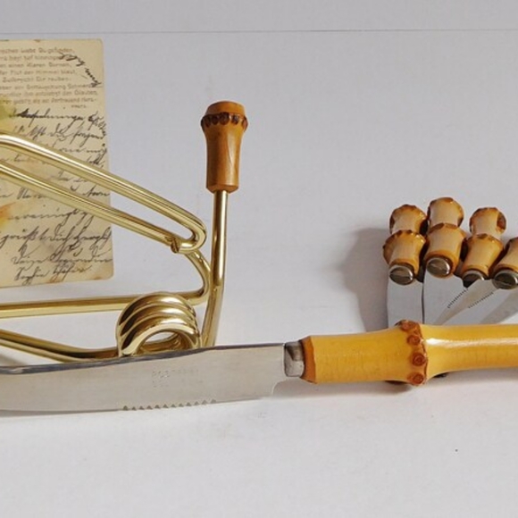 RARE FIND: 6 VINTAGE fruit knives Solingen rust-free in stand 50s / 60s - Picture 9 of 10